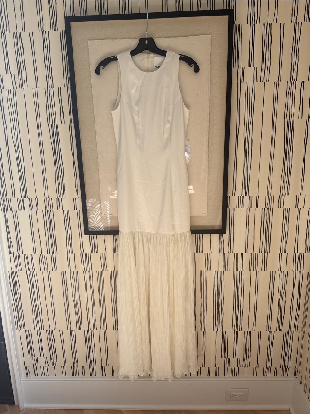 Sleeveless Off White Aligne Zane Maxi Dress with Pleated Skirt